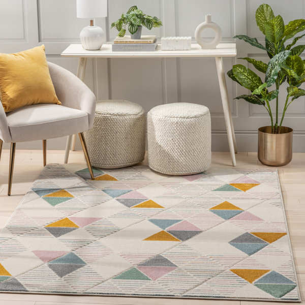 Well Woven Geometric Yellow/Pink/White Area Rug & Reviews Wayfair